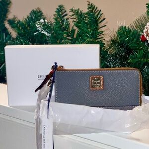 Dooney & Bourke Blue and Tan Leather Wallet